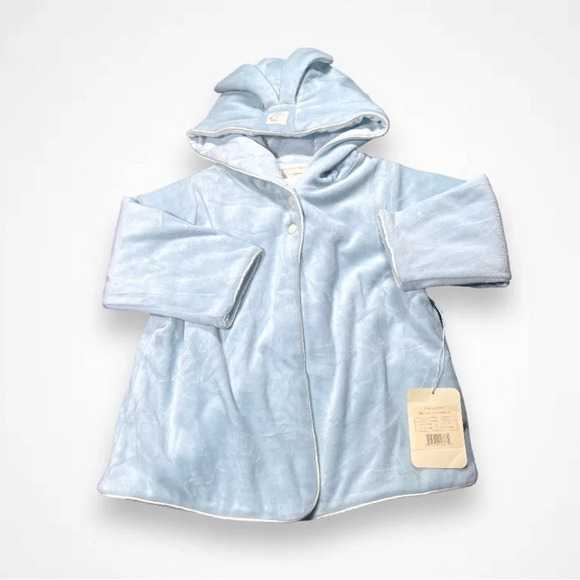 Light Blue Velour Long  Sleeve Jacket - Picture 1 of 6